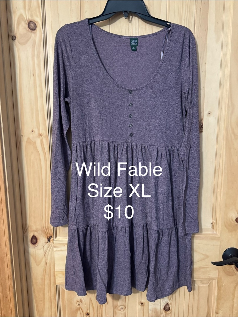 wild fable Mauve Long-Sleeve Tiered Dress